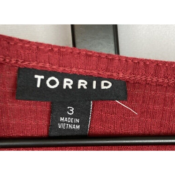 Torrid Textured Jersey V-Neck Button Down Dolman Sleeve Top 3X Dark Red V Neck - Picture 13 of 15